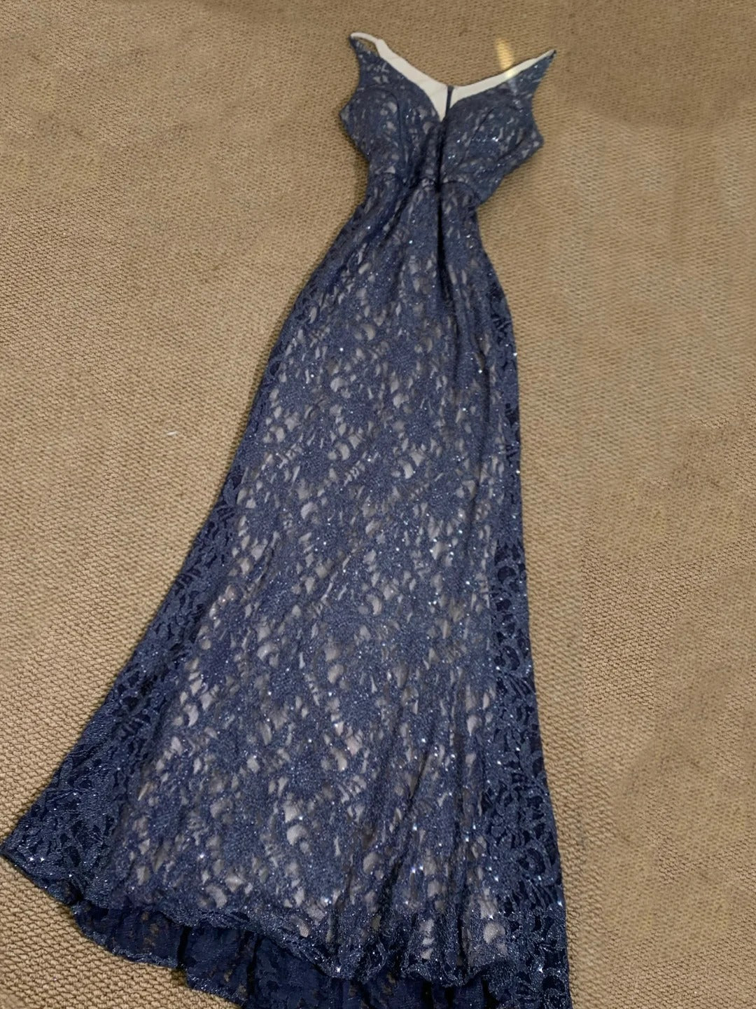 Unique V Neck Lace Sheath Long Prom Dress Sparkling Party Dress ED01873