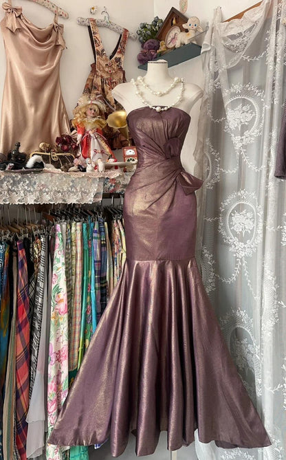 Unique Mermaid Strapless Glitter Satin Ball Dress Beautiful Birthday Evening Dress ED01877