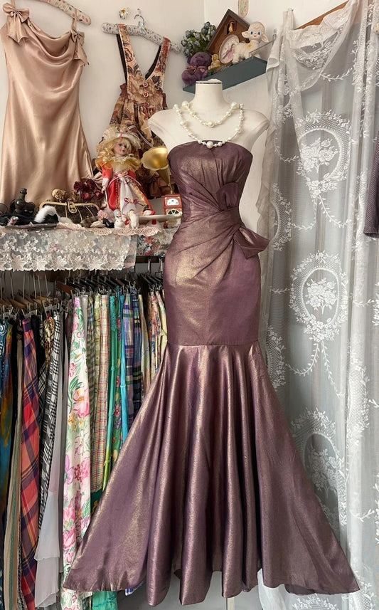 Unique Mermaid Strapless Glitter Satin Ball Dress Beautiful Birthday Evening Dress ED01877