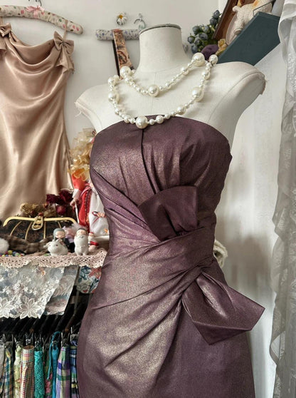 Unique Mermaid Strapless Glitter Satin Ball Dress Beautiful Birthday Evening Dress ED01877