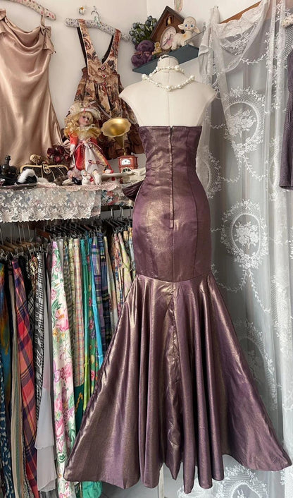 Unique Mermaid Strapless Glitter Satin Ball Dress Beautiful Birthday Evening Dress ED01877