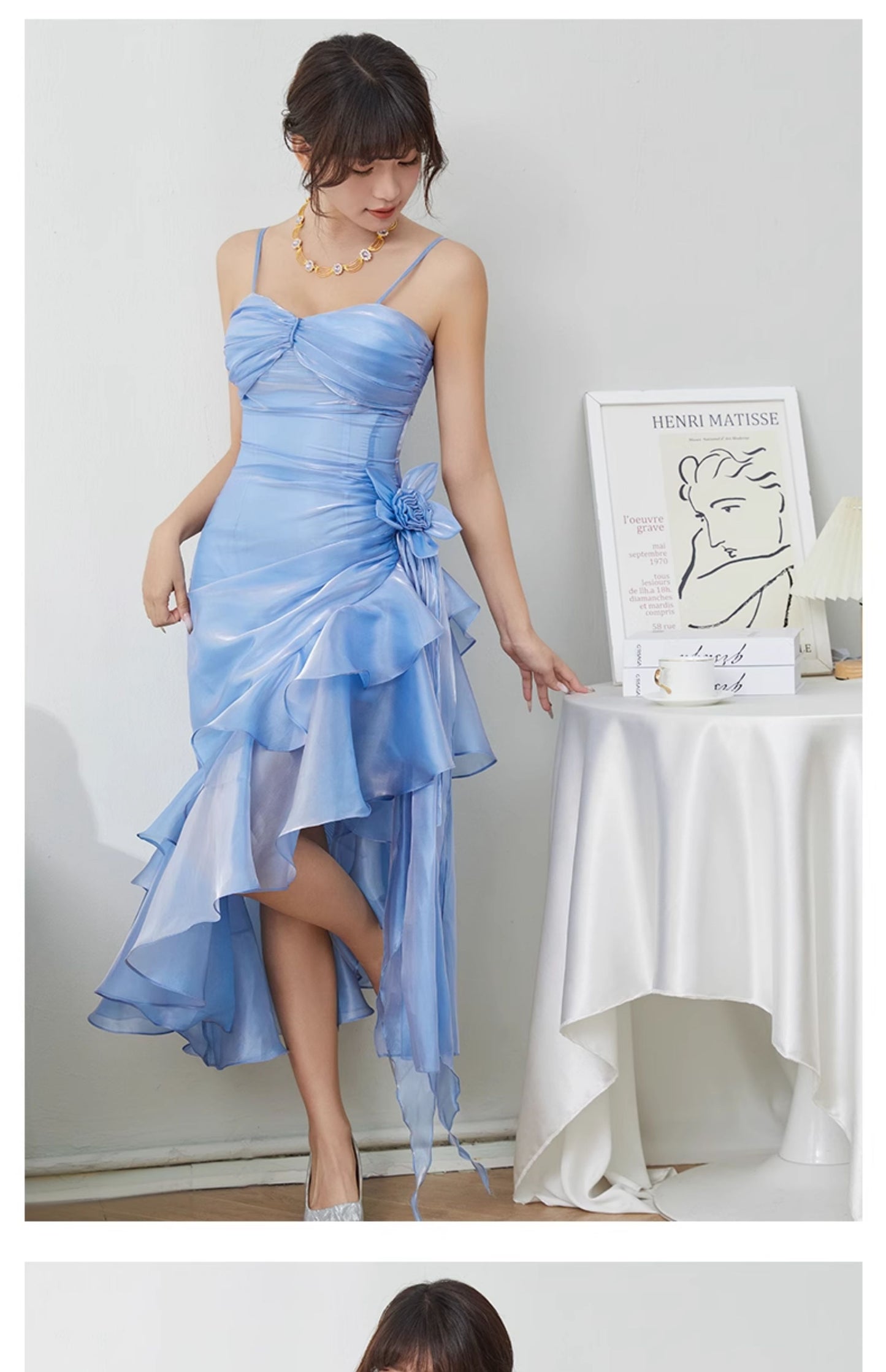 Sweet Blush Pink Spaghetti Straps Sleeveless Chiffon Prom Dress Vintage Birthday Evening Dress ED01881