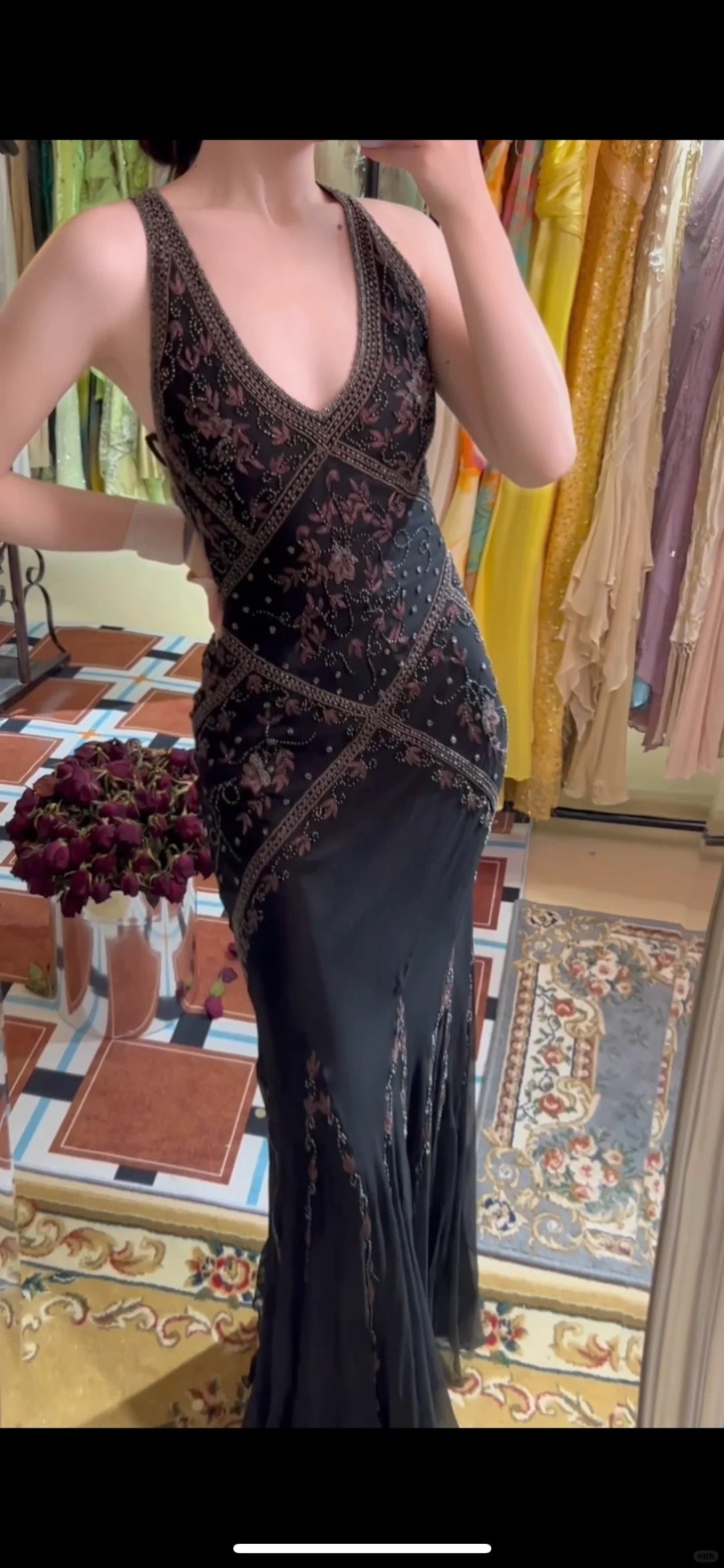Vintage Black Beaded Halter Neck Mermaid Chiffon Prom Dress for Party Enchanted Backless Sleeveless Evening Gown ED01897