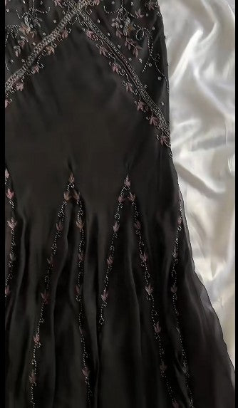 Vintage Black Beaded Halter Neck Mermaid Chiffon Prom Dress for Party Enchanted Backless Sleeveless Evening Gown ED01897