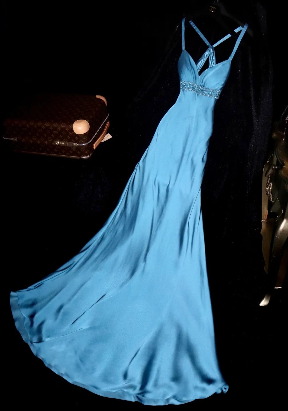 Elegant Blue Sweetheart Neck Bodycon Dress Satin Backless Prom Dress Formal Evening Dress ED01903