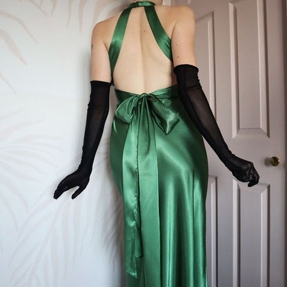 **🍃Vintage Forest Green Backless Ball Gown - Glam Sparkling Beads & Satin for Prom,🍻 Galas& Parties** ED01915