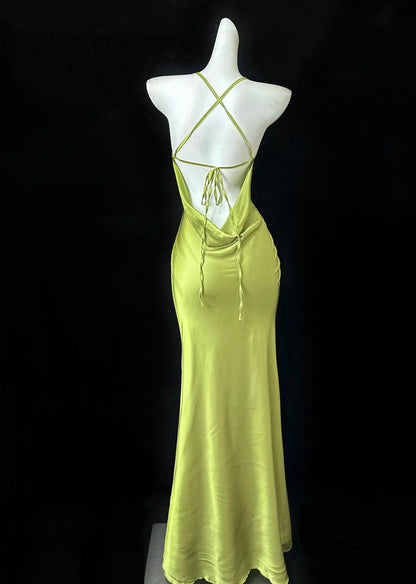 Gentle Satin Swing Neck Spaghetti Straps Mermaid Gown Elegant Backless Prom Dress for Quinceanera&Graduation ED01927