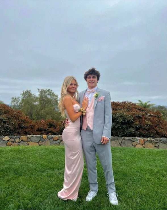 Pink Sweetheart Straps Sheath Satin Long Prom Dress Simple Evening Party Dress Formal Dress With Slit ED01936