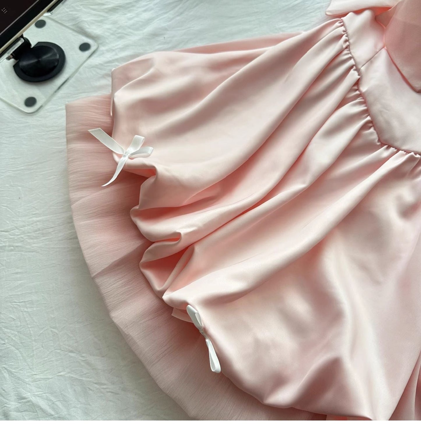 Fairytale🩷 Spring Pool Party Dress Pink Satin A-Line Short Prom Dress for Birthday &Homecoming  ED01937