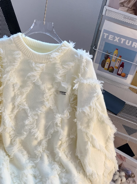 Loose Thickened Fringe Crew Neck long sleeve sweater ED0193