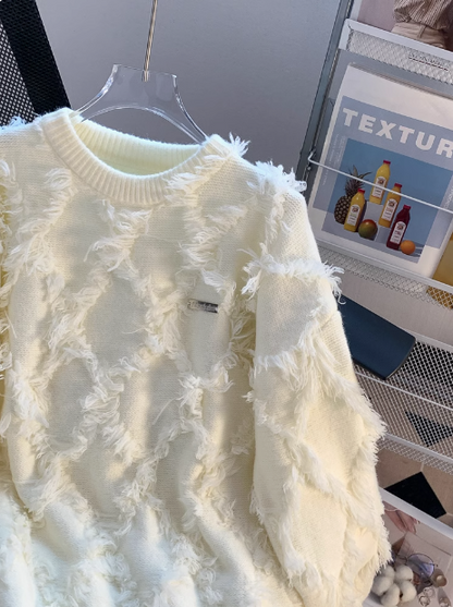 Loose Thickened Fringe Crew Neck long sleeve sweater ED0193