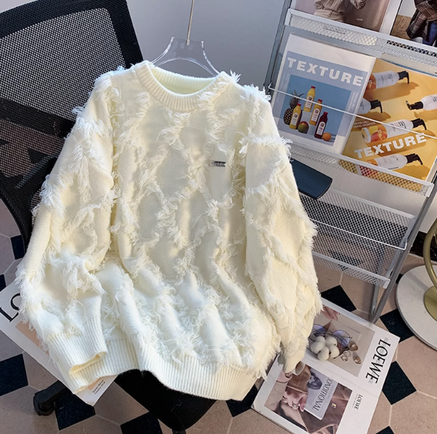 Loose Thickened Fringe Crew Neck long sleeve sweater ED0193