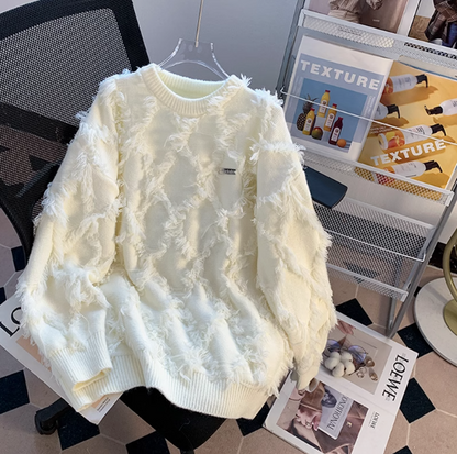 Loose Thickened Fringe Crew Neck long sleeve sweater ED0193