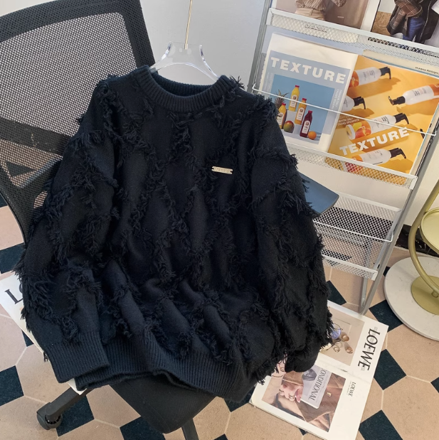 Loose Thickened Fringe Crew Neck long sleeve sweater ED0193
