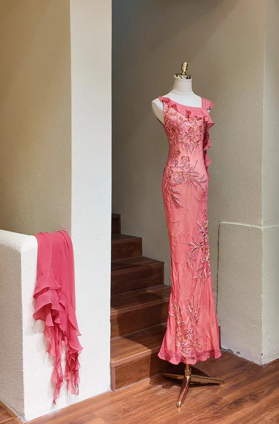 Enchanted Light Purple One Shoulder Bodycon Beading Chiffon Prom Dress Vintage Glitter Evening Gown ED01948