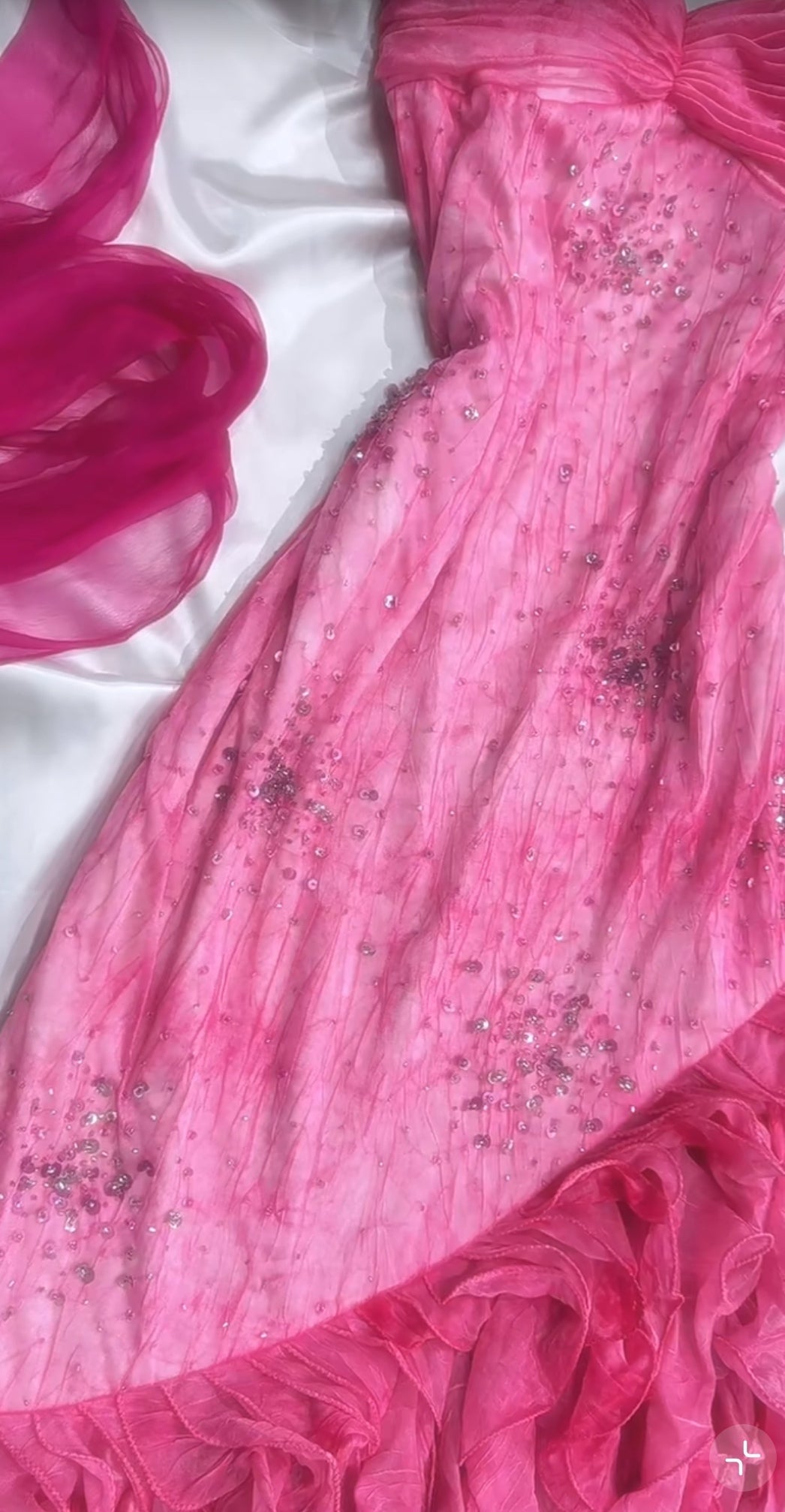 Pink Princess Style Beaded Chiffon Prom Dress for Party Glitter 90s Retro A-Line Evening Gown ED01955