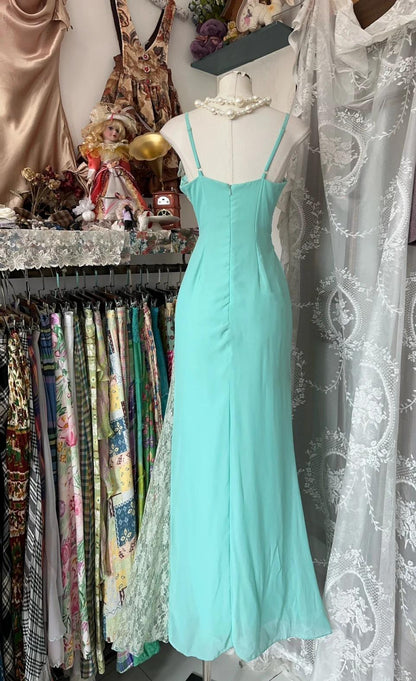 Sweet Mint Green Spaghetti Strap Chiffon Lace Bodycon Prom Dress Elegant Party Dress ED01969