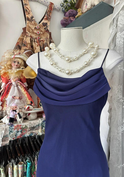 Elegant Gradient Midnight Purple Mermaid Spaghetti Strap Chiffon Long Prom Dresses Backless Evening Dress ED01974