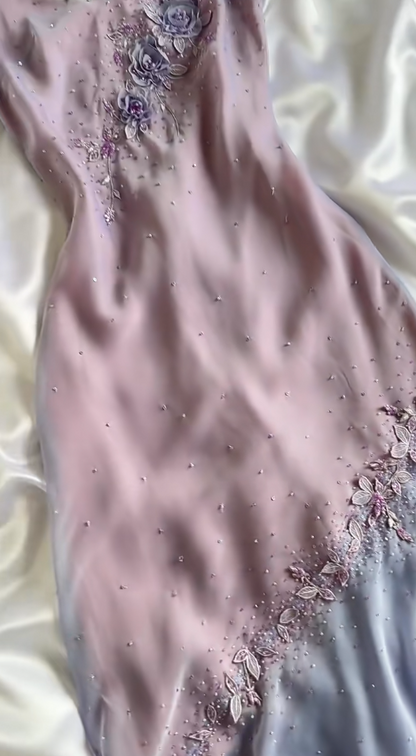 Vintage Purple Spaghetti Straps Sheath Sparkling Beaded Chiffon Short Prom Dresses Applique Party Dresses ED01991