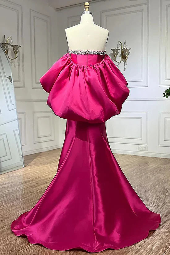 Elegant Fuchsia Sweetheart  Mermaid Satin Long Prom Dress Simple Formal Evening Dress ED01997