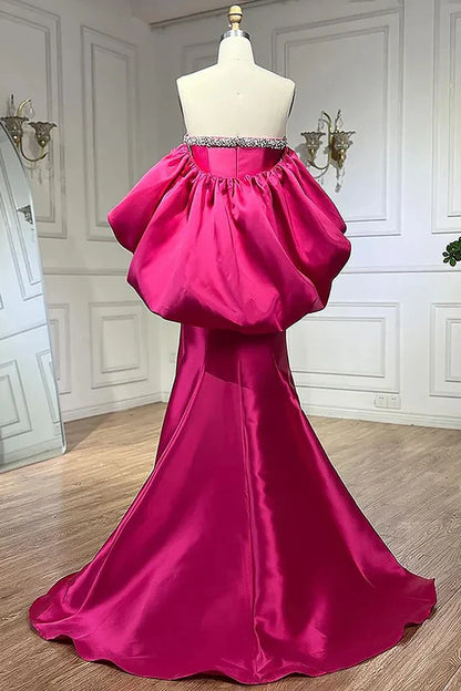 Elegant Fuchsia Sweetheart  Mermaid Satin Long Prom Dress Simple Formal Evening Dress ED01997