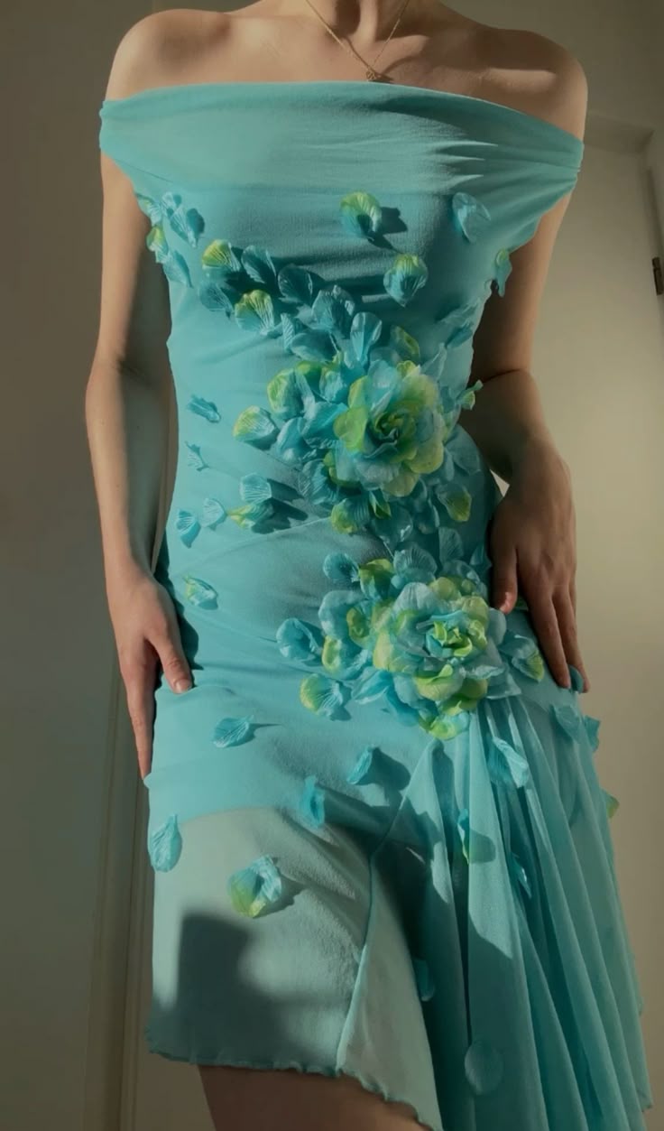 Sweet 16 Blue Off-shoulder Chiffon Bodycon Short Party Dresses 3D Applique  Enchanted Homecoming Dresses ED02035