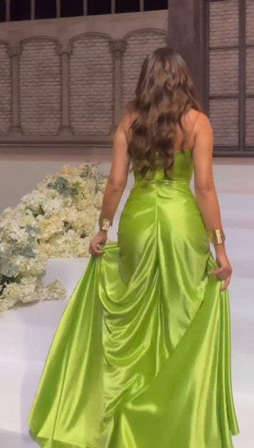 Sexy Green Strapless Mermaid Formal Dresses Sweetheart  Evening Dresses Elegant Satin Long Prom Dresses ED02043