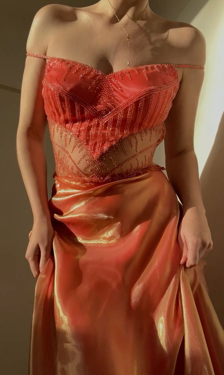 Gorgeous Orange Spaghetti Straps A-Line Tulle Beaded Party Dresses Elegant Prom Dresses  ED02051