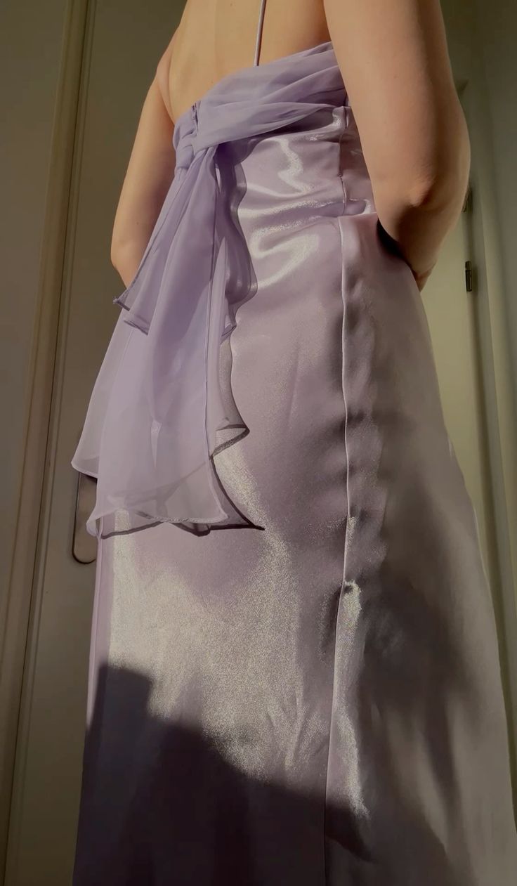 Gentle Lilac Spaghetti Straps Sheath Ball Dress Vintage Satin Evening Dress ED02061