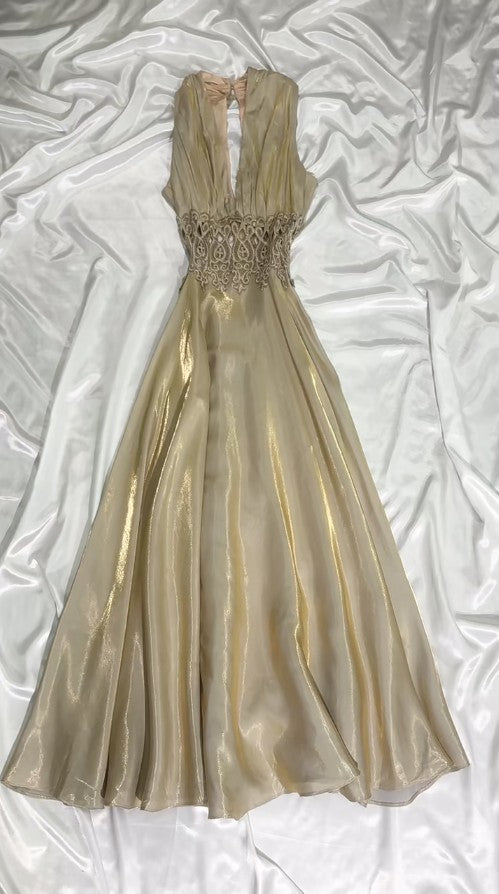 Gorgeous Glitter Satin Deep V A-Line Prom Dress Backless Party Dresses ED02078