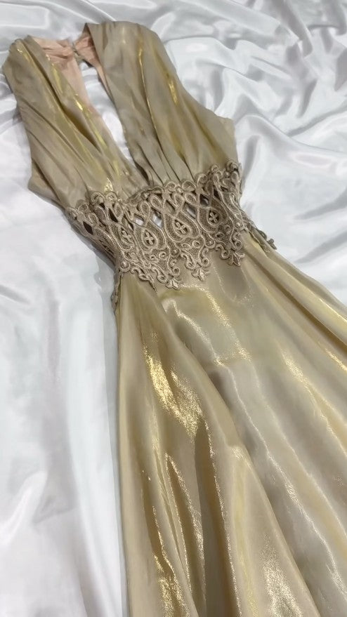 Gorgeous Glitter Satin Deep V A-Line Prom Dress Backless Party Dresses ED02078