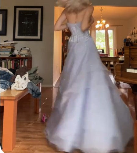 Lovely Lilac Strapless Tulle A-Line Long Prom Dresses Unique Wedding Dresses ED02099