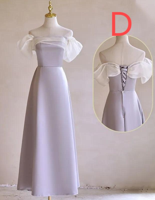 Gentle Purple Satin with Bow A-Line Bridesmaid Dress, Elegant Formal Evening Dress  ED02119