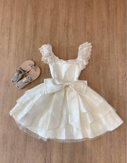 Sweet Lace Layered Homecoming Dress with Bow Tulle Retro Short Prom Dresses  ED02125