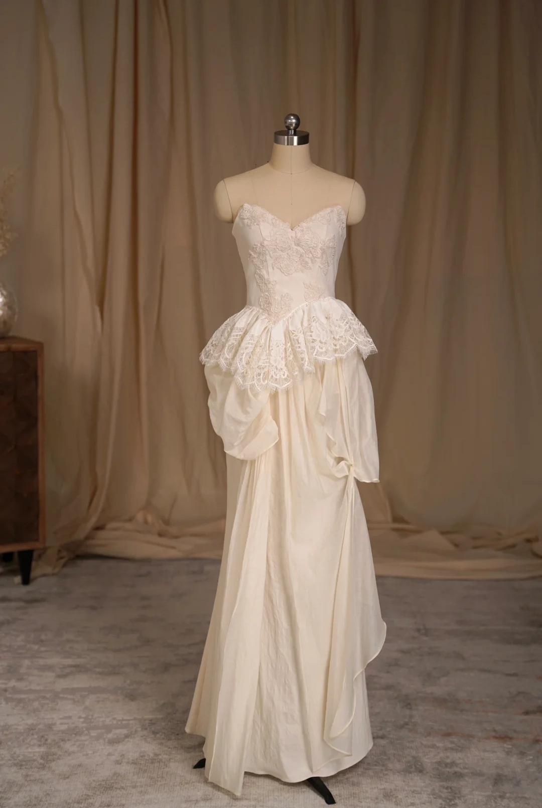 Elegant Tulle Lace Strapless Two-piece Evening Dress Simple Wedding Dress ED02126