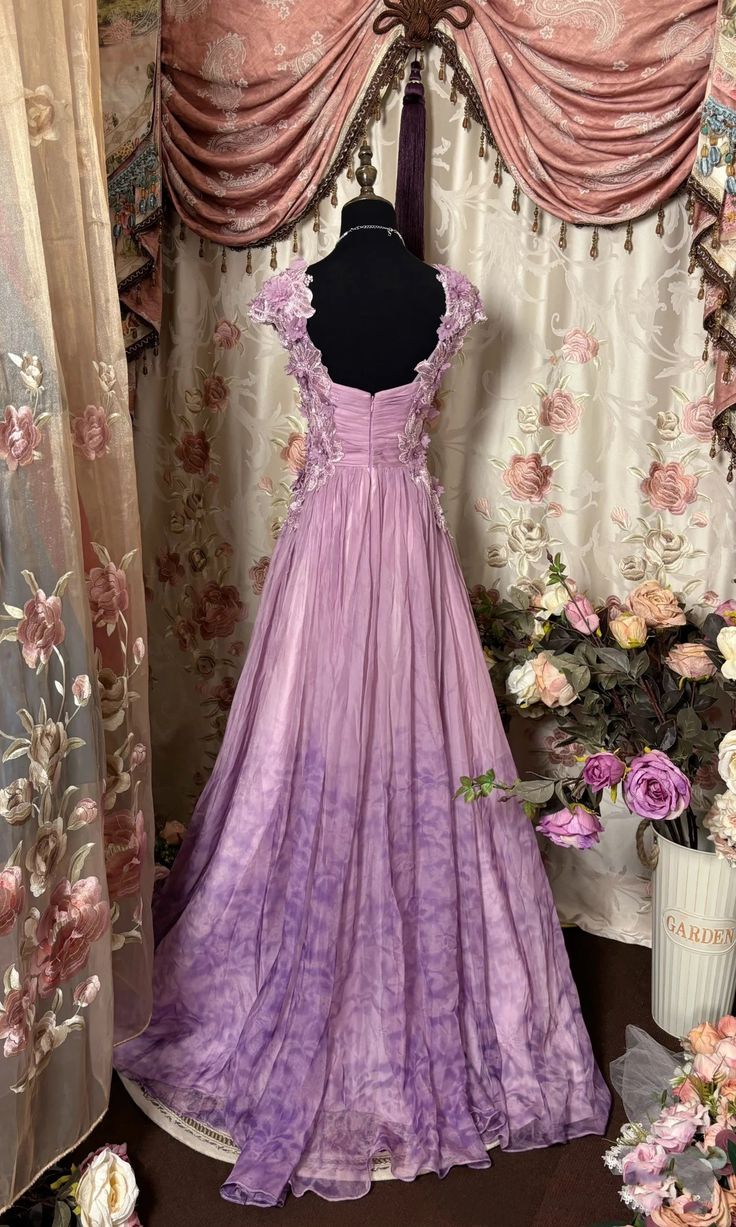 Pretty Purple Chiffon Applique Sweetheart A-Line Long Prom Dresses Formal Evening Gown ED02147