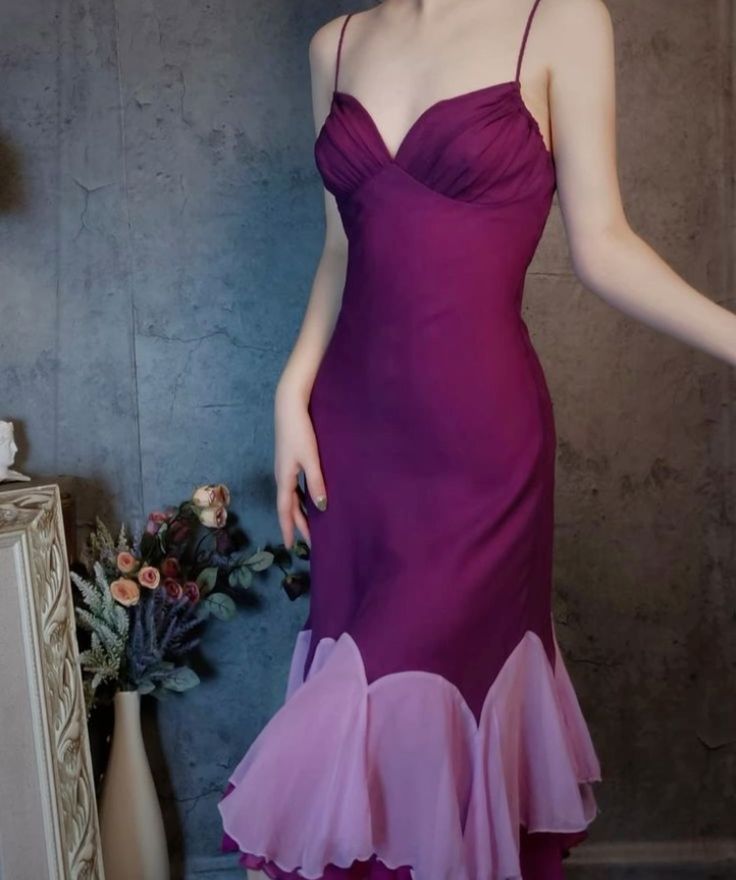 Charming Purple Satin Spaghetti Straps Sheath Chiffon Short Party Dress ED02156