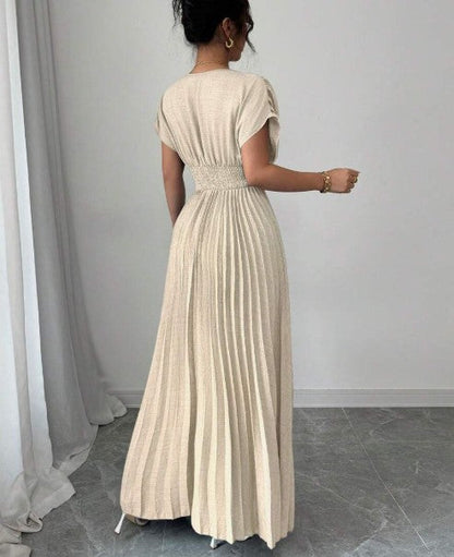Elegant Deep V A-line Pleated Party Dresses Wedding Guest Dress ED02160