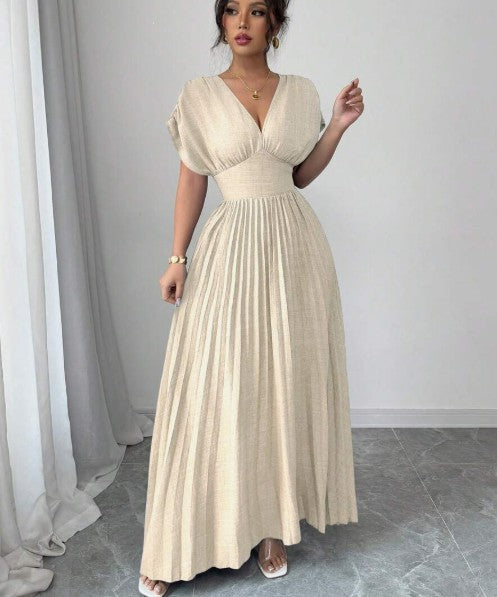 Elegant Deep V A-line Pleated Party Dresses Wedding Guest Dress ED02160