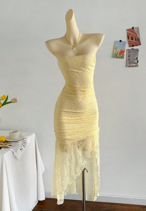 Gorgeous Royal Blue Lace Bodycon Short Party Dress Strapless Backless Evening Dress ED02165