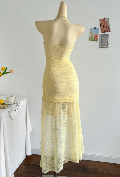 Gorgeous Royal Blue Lace Bodycon Short Party Dress Strapless Backless Evening Dress ED02165