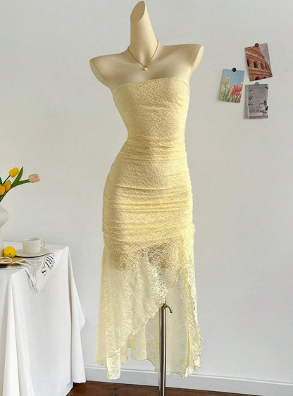 Gorgeous Royal Blue Lace Bodycon Short Party Dress Strapless Backless Evening Dress ED02165