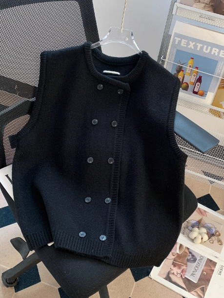 Double Breasted Knitted Vest Sweater ED0216