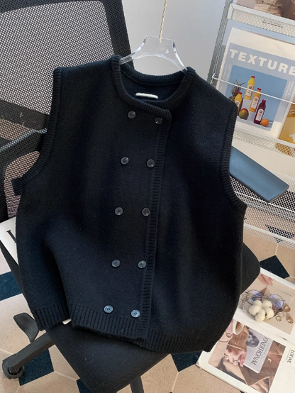 Double Breasted Knitted Vest Sweater ED0216