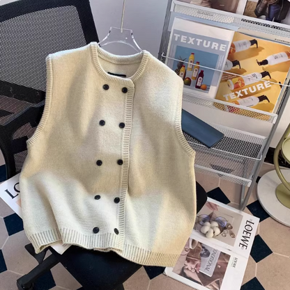 Double Breasted Knitted Vest Sweater ED0216