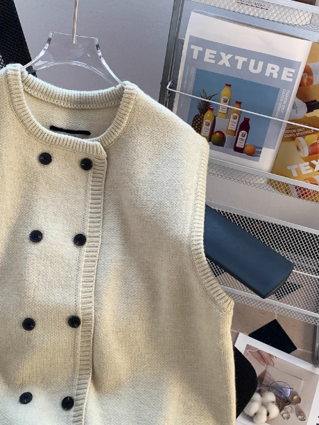 Double Breasted Knitted Vest Sweater ED0216