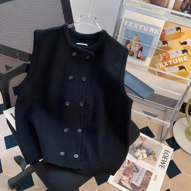 Double Breasted Knitted Vest Sweater ED0216