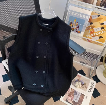 Double Breasted Knitted Vest Sweater ED0216