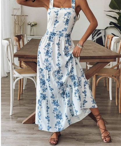 Pretty Floral Strap Women's Dress Bow Backless Birthday DressED02171