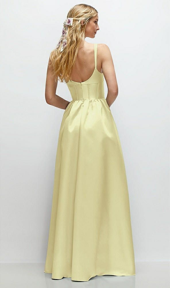 Fashion Dress💛Butter Yellow A-Line Spaghetti Straps Satin Scoop Neck Backless Party Dress ED02174
